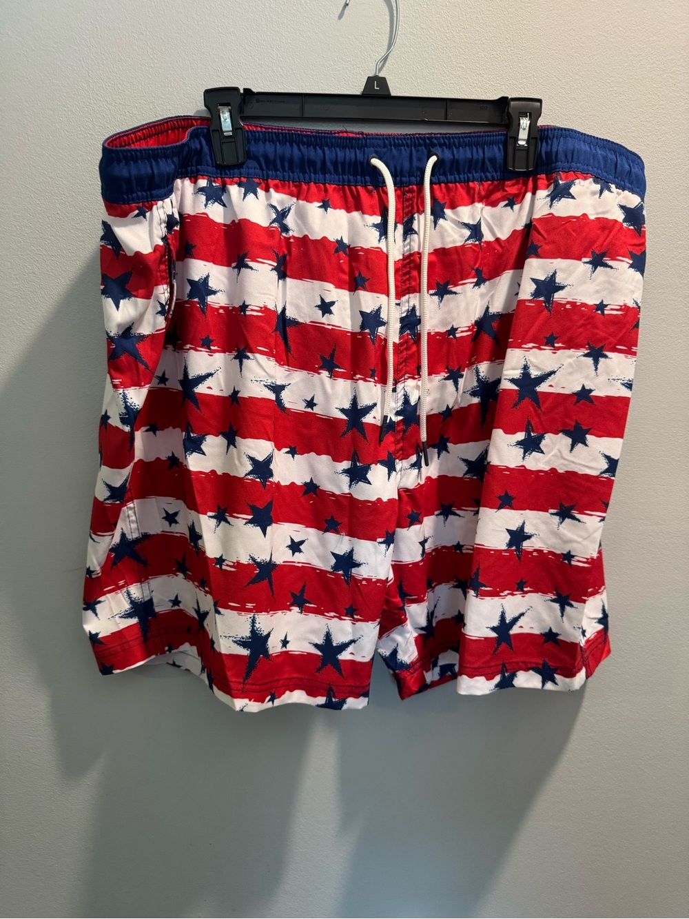 Men's Red, White & Blue Star Stripe Swim Shorts bathing suit Brand New Size XXL